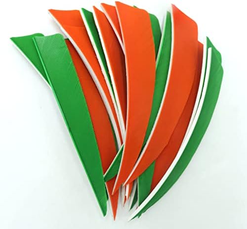Obert arco e flecha penas de 4 polegadas de caça flechchings Fletches asa direita 4 Cut Green Orange