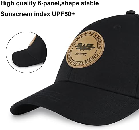 Chapéu de Alawing com emblema de logotipo de couro, tamanho do boné de beisebol Tamanho ajustável para exercícios de corrida e atividades ao ar livre