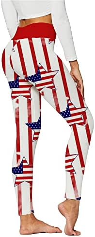 American Flag Leggings Mulheres de cintura alta a bandeira da bandeira Estrela Slim Slim Pants