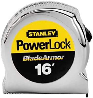 2 x Stanley 33-516 16 x 1 polegada Powerlock Regra reforçada com revestimento de armadura de lâmina