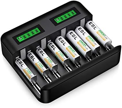 Carregador de bateria EBL para bateria recarregável aa/aaa/c/