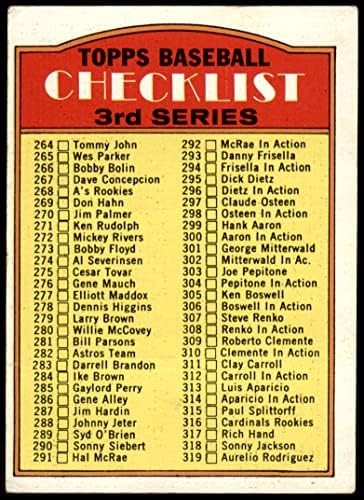1972 TOPPS 251 Lista de verificação SM 3 VG