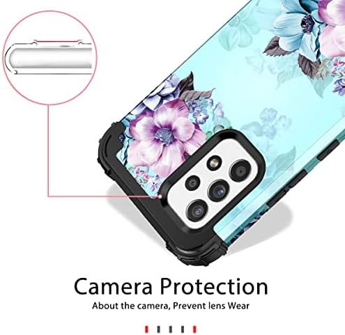 Casetego Compatível com o caso Galaxy A53 5G, Floral Three Camadas Casas Pesadas resistentes à prova de choque,