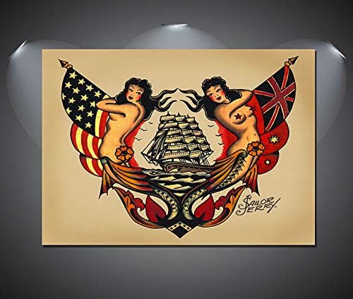146942 Sailor Jerry USA Galleon Tattoo Decoração Vintage Wall 16x12 Poster Print