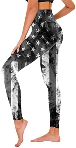 American Flag Leggings Feminino Mulher Controle do Dia da Independência Slim Pants Fitness Workout Compression Treles de exercícios de compressão