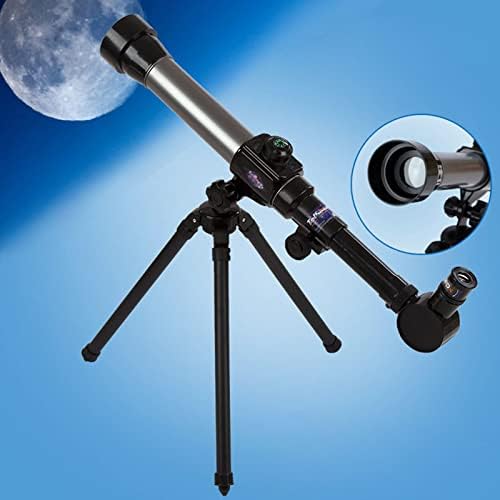 Telescópio astronômico para crianças e iniciantes, 50mm Apertura de 600 mm Focal Stargazing HD Refractor Telescópio, Telescópio astronômico de entrada, telescópio refrator com tripé ajustável