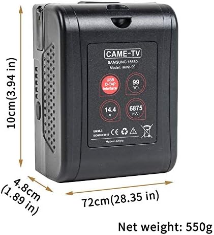 CAMETV CAME-TV V MOLHE BATERIA 99WH 6875mAH 15 Draw com carregador de bateria V de montagem com 2 saídas d-TAP