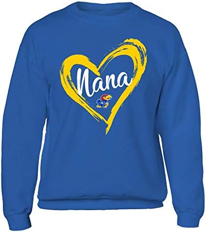 FanPrint Kansas Jayhawks Sweatshirt - Desenho de coração - Nana