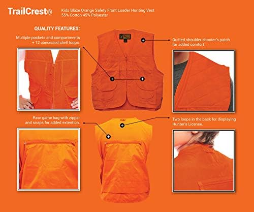 Resto frontal de segurança laranja de crianças laranja com bolsos de alta visibilidade- engenheiros de construção de caça aos veados