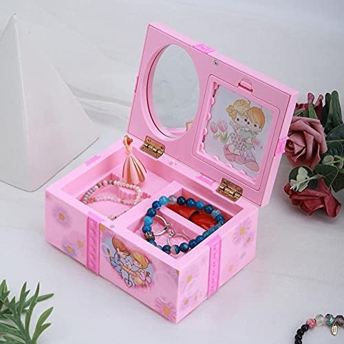 Tfiiexfl rosa dança menina caixa de música ornamentos decoração de casa decoração de jóias organizador de música caixa de música