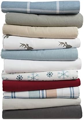 Linho de linho folhas de flanela de algodão Conjunto - folhas de flanela California King Size, lençóis de 4 peças - roupas de cama leves, escovadas para suavidade extra, respirável, se encaixa até 17 colchão - xadrez branco