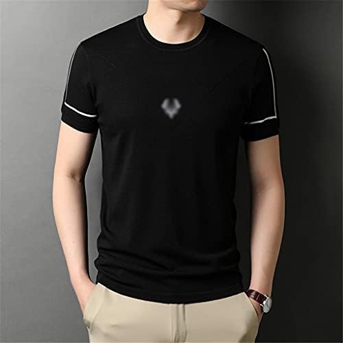 Hnkdd Summer S-Sleeved Camiseta Men Fosco Men do pescoço Bordado Trendência Casual Casual Camisa
