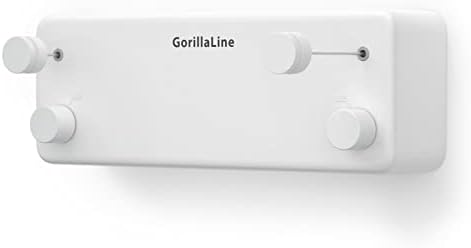 Gorillaline - varal retrátil | Roupas pesadas premium Linha de lavanderia | Linha de lavanderia de aço inoxidável montada na parede | Rack de secagem de roupas penduradas de retração