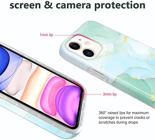 Jiaxiufen projetado para iPhone 11 capa ouro brilho glitter glitter marmore slim protetora protetora de choque TPU macio silicone capa de silicone capa de 6,1 polegadas verde claro