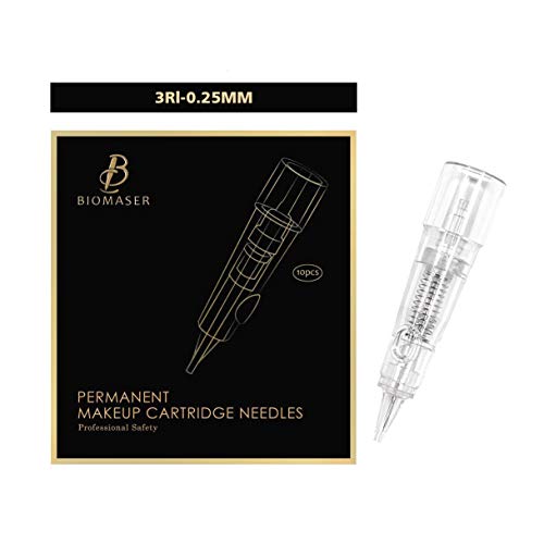Agulhas de cartucho - biomaser 10pcs esterilizados cartuchos permanentes esterilizados agulhas de tatuagem de tatuagem para a máquina de maquiagem permanente caneta t100 p1 x1 para lábio de delineador de sobrancelha