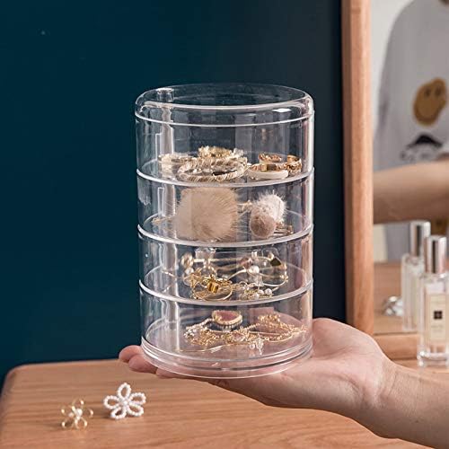 Brincos pimocamente Organizador Jóias rotativas Caixa de armazenamento transparente para brincos Colares Bracelets Anéis