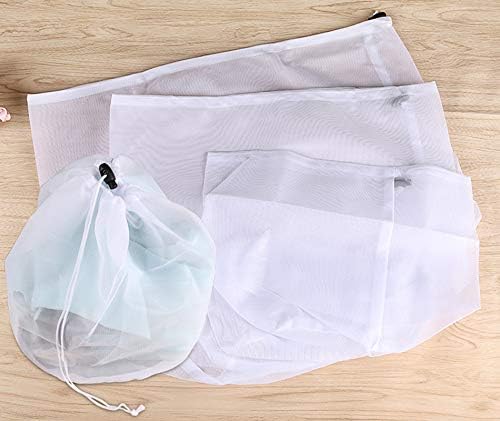 Chezmax Round Mesh Laundray Bag 10 PCs Corretamento de cordão Sacos de lavar delicados reutilizáveis ​​Bloqueio de limpeza de sacos de limpeza para lingerie de calcinha de sutiã de Blouse Brayery 11,8*15.74