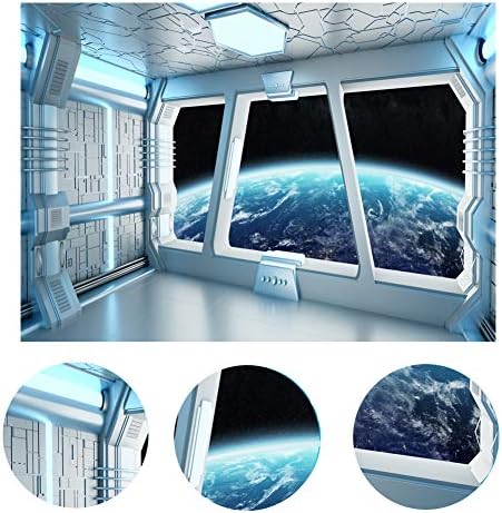 Lywygg 10x8ft Vinil Spaceship Interior Anterior Futurista Ficção científica Fotografia cenário de nave espacial