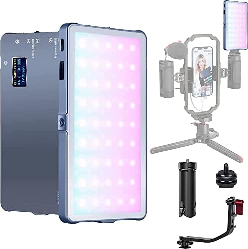 NKMOOXE T12 RGB Video Light, luz portátil da câmera RGB, bateria embutida de 4000mAh, 360 colorido 21 efeitos de luz, 2500-9000k Painel de LED com corpo de liga de alumínio