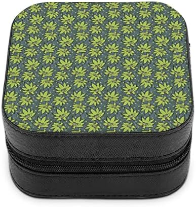 Engraçado de cannabis deixa pequenas caixas de jóias de viagens de viagem de pulseira de couro portátil portátil caixa de armazenamento de caixa de armazenamento presente para mulheres