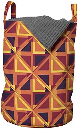 Bolsa de lavanderia geométrica de Ambesonne, triângulos e Rhombuses com cores quentes inspirações retro Ilustração