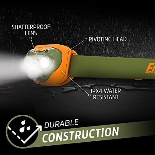 Energizer LED Headlamp Pro, faróis resistentes à água IPX4, luz da cabeça de alto desempenho para o exterior, acampamento, corrida, tempestade, sobrevivência liderou a luz para emergências