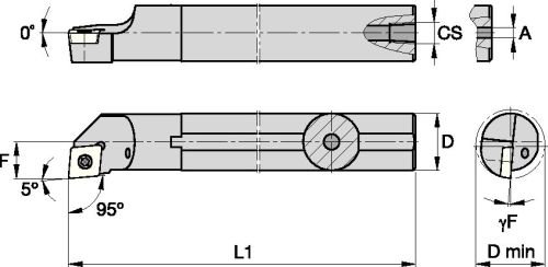 Widia a32tclcl12 A-Sclc Style Bolding Barra de bordo para inserções positivas, ângulo de 95 °, aço, haste de 32 mm de haste, esquerda, 300 mm de comprimento