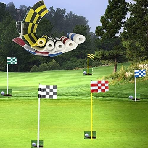 1 PCS Bandeira de golfe colocando bandeira verde bandeiras de golfe xadrez com bandeiras de golfe sólidas de nylon inseridas para colocar verde 8 L x 4 3/4 h para jardim de quintal para fora do quintal