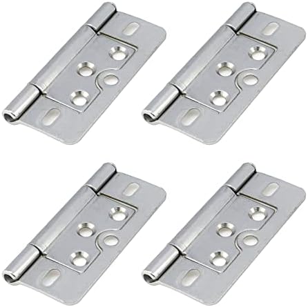 Wealrit 4 PCs Silver não-mortise depende de dobradiças de porta de metal com dobradiças pesadas com parafusos