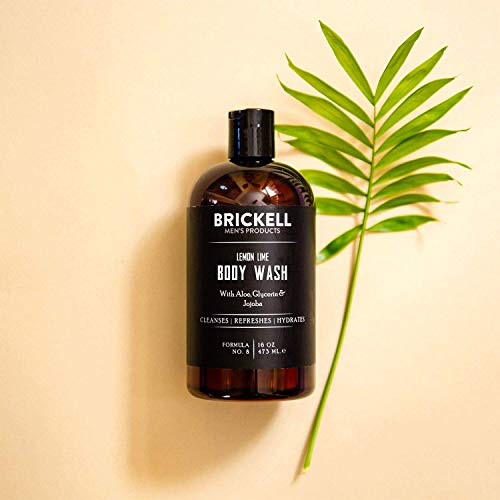Lavagem corporal revigorante de Brickell para homens, gel de chuveiro de limpeza profunda natural e orgânica com aloe, glicerina e óleo de jojoba, livre de sulfato