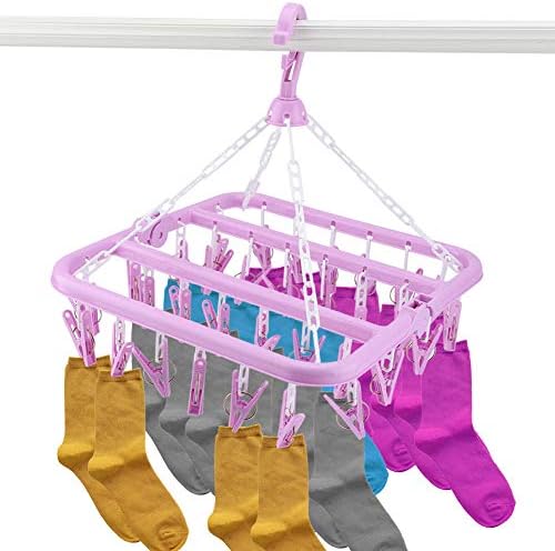 Lavanderia liineparalle rack de secagem de lavanderia com 32 clipes cabide de roupas de roupa de baixo para secar meias fraldas