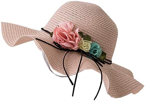 Chapéus de praia dobráveis ​​para mulheres Flores larga abrangente Praia Viseira Hat chapéu sol Proteção Chapéus de palha de flores ao ar livre