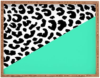 Negar projetos Rebecca Allen Leopard e bandeja retangular interna/externa de hortelã, 17 x 22,5