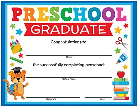 Certificados de graduação pré -escolar - 25 peças