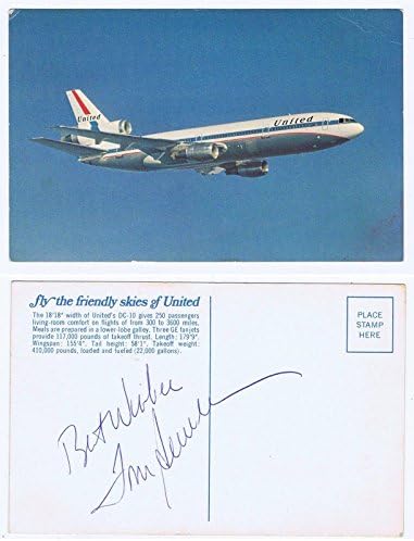 Tom Seaver assinou o United Airlines Postcard Vintage 1970 Autograph Mets CBM COA - MLB Cut Signature