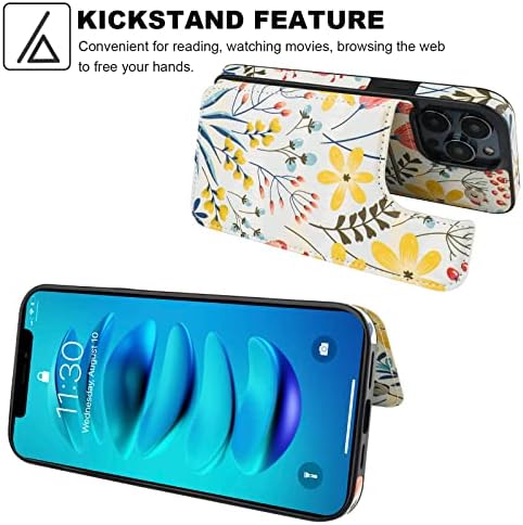 Haopinsh para iPhone 14 Pro Casal de carteira com porta -cartas, Flip Flip Flip Folio PU Couather Card