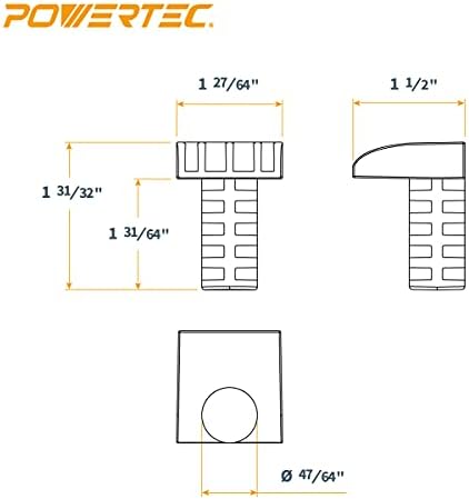 Powertec 71037 Cães de bancada de baixo perfil | Stoppers de peg de bancada de madeira para trabalhos para orifícios de 3/4 | preto - 4 pacote