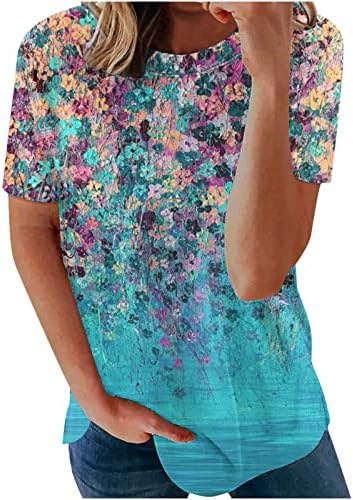 Verão 2023 camiseta feminina blusa de ajuste solto tops menina gradiente curto gradiente impressão casual