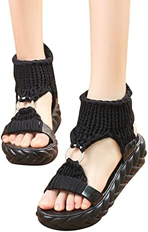 Sandálias FlekMaRart plus size para mulheres Sandálias de plataforma de moda de verão Sandálias Sapatos de cor sólida Comforto Sapatos casuais macios