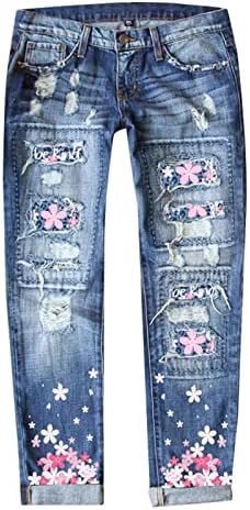 Ilugu feminina nova rua Impressa as calças jeans perfuradas