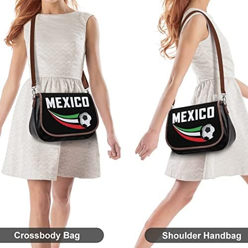 México Bandeira de futebol clássico Mensageiro Bola Crossbody Handle Bag PU Moda de couro