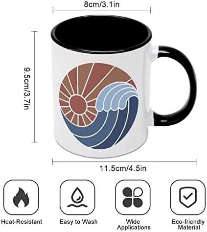 Sun & Sea Wave Caneca cerâmica Creative Black Inside Coffee Cup de Canecas Duráveis ​​Canecas Exclusivas