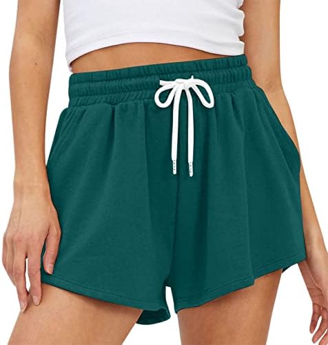 Shorts de suor de mulheres casuais verão lounge confortável shorts atléticos de bermuda elástica de