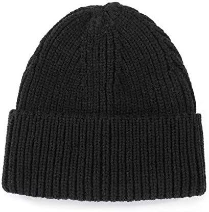 Fexixl Good Threads Feanie Hat Hat Warnic Knit Capinho de crânio grosso para homens Mulheres