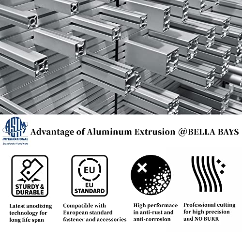 Bella Bays 10pcs 78,74 polegadas 2000mm 2020 T Extrusão de alumínio de alumínio europeia Linear