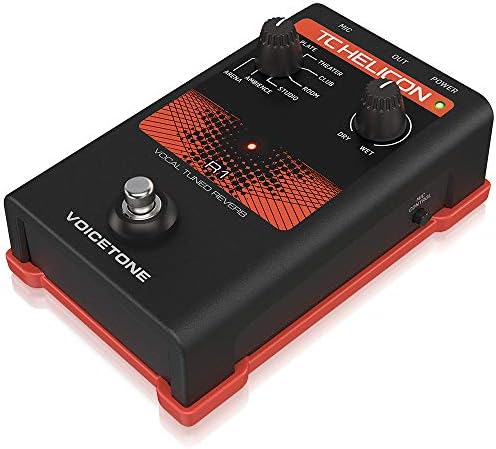 TC Helicon Voicetone R1 StompBox de botão único para reverb vocal ao vivo com qualidade de estúdio