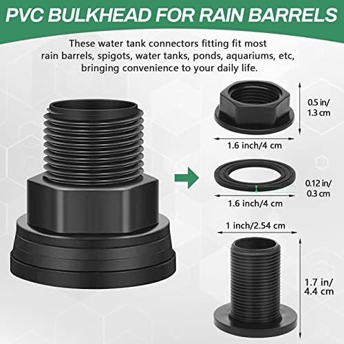 4 Pack PVC Bulkhead para barris de chuva 3/4 masculino 1/2 fêmea, conector de tanque de água com rosca