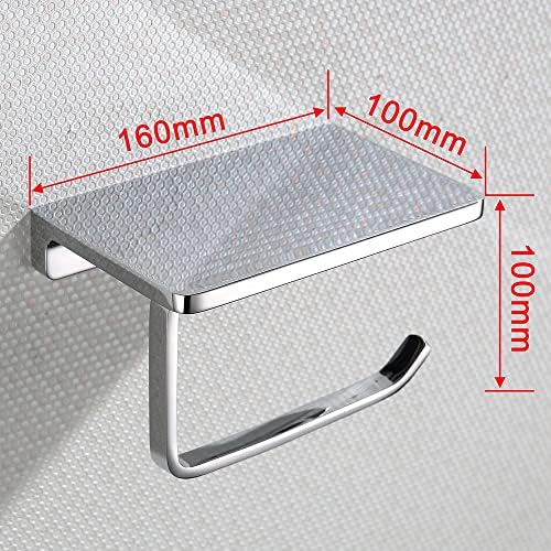 N/um suporte de papel higiênico liso com prateleira de aço de aço de papel de papel de lampe de papel de parede WC Acessórios de banheiro