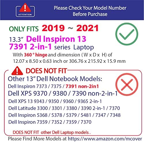 McOver Case Compatível para 2019-2021 13,3 Dell Inspiron 13 7391 2-em-1 Setent Laptop Computer Only-Blue