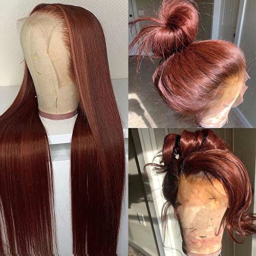 Yms retos perucas dianteiras cabelos humanos 150% de densidade avermelhada perucas de cabelo humano marrom para